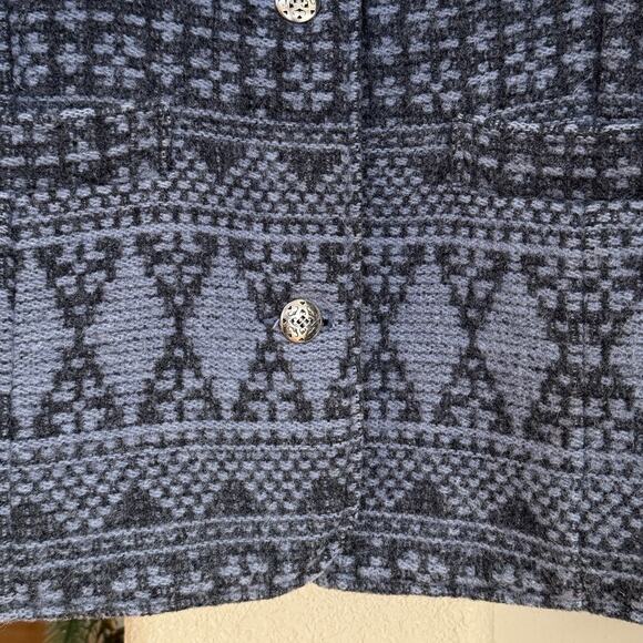 Woolrich Vtg Blue/Black Wool Button Coat L Jacket Southwest Tribal Country - Picture 3 of 7
